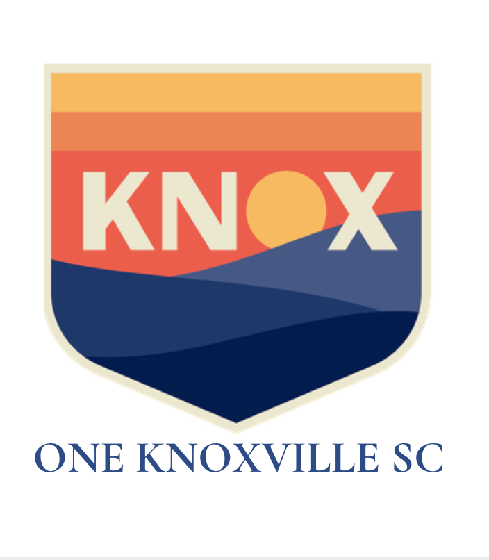 A navy blue, lighter blue, golden yellow, orange, and cream colored logo on   white background with text that reads 