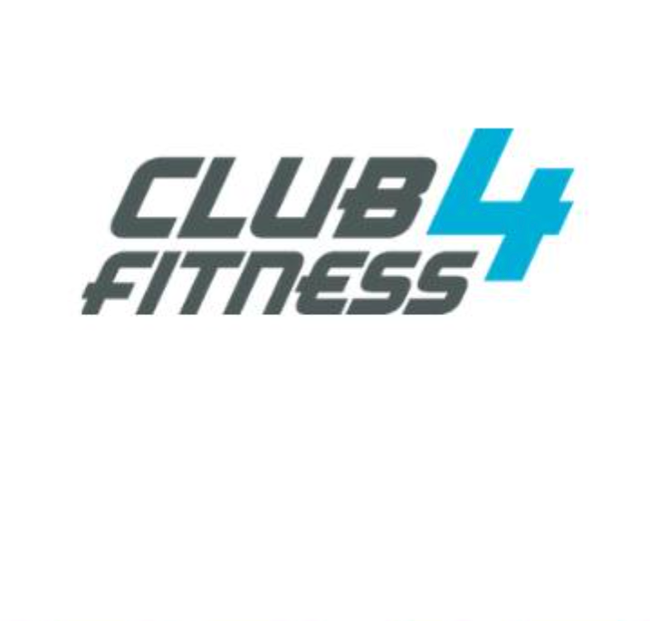 A gray and blue logo on a white background for a gym that reads 